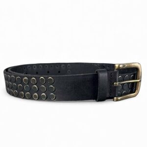 John Varvatos USA Black/brown Studded Leather Belt Rock Style Sz 38 EUC